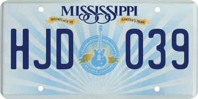 MS license plate HJD039