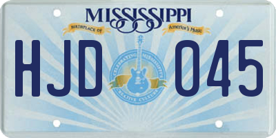 MS license plate HJD045