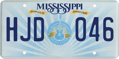 MS license plate HJD046