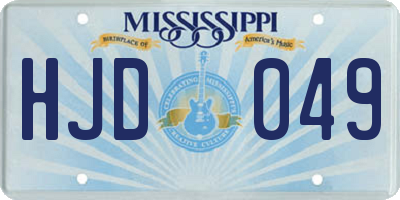 MS license plate HJD049