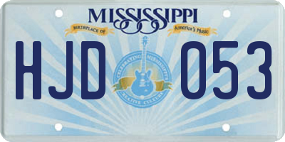 MS license plate HJD053