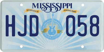 MS license plate HJD058