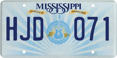 MS license plate HJD071