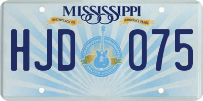 MS license plate HJD075