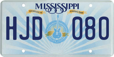 MS license plate HJD080