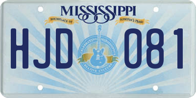 MS license plate HJD081