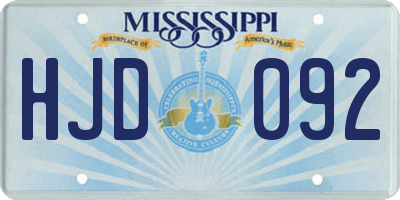 MS license plate HJD092