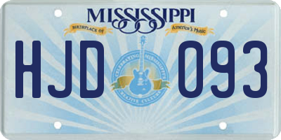 MS license plate HJD093