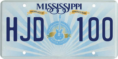 MS license plate HJD100