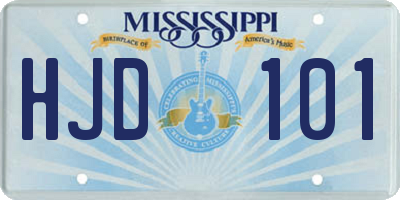 MS license plate HJD101