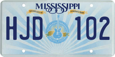 MS license plate HJD102