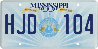 MS license plate HJD104