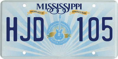 MS license plate HJD105