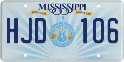MS license plate HJD106