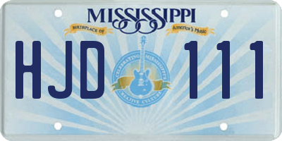 MS license plate HJD111