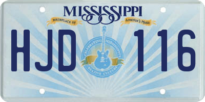 MS license plate HJD116