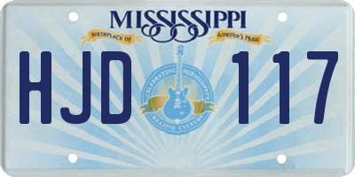 MS license plate HJD117