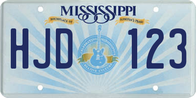 MS license plate HJD123
