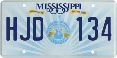 MS license plate HJD134