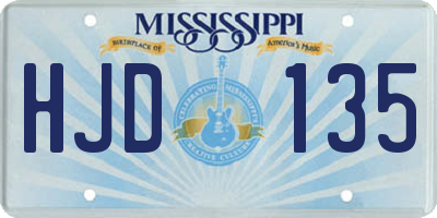 MS license plate HJD135