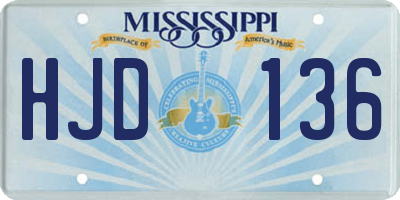 MS license plate HJD136