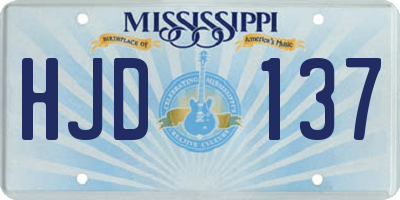 MS license plate HJD137