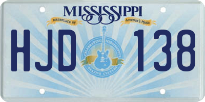MS license plate HJD138