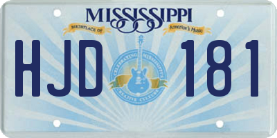 MS license plate HJD181