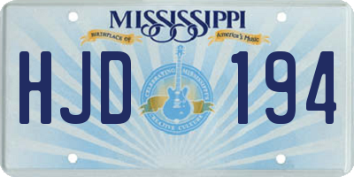 MS license plate HJD194