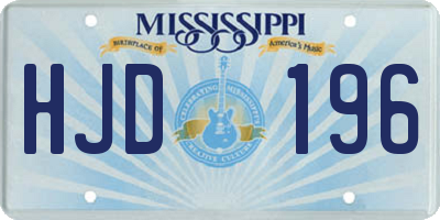 MS license plate HJD196