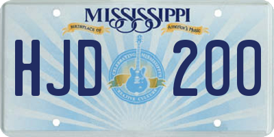 MS license plate HJD200