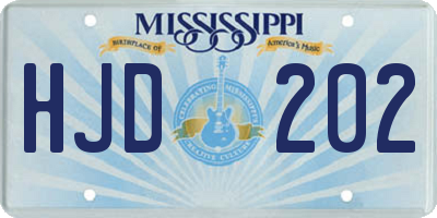 MS license plate HJD202