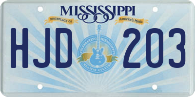 MS license plate HJD203