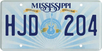 MS license plate HJD204