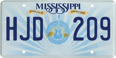 MS license plate HJD209