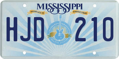 MS license plate HJD210