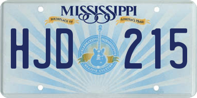 MS license plate HJD215