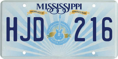 MS license plate HJD216