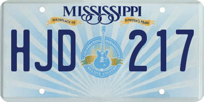MS license plate HJD217