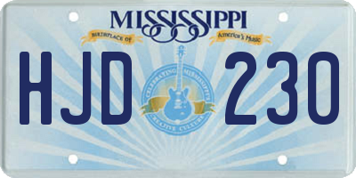 MS license plate HJD230