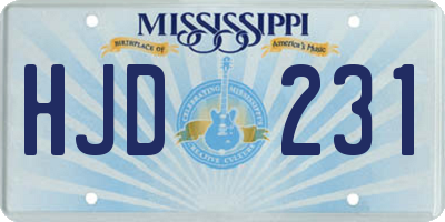 MS license plate HJD231