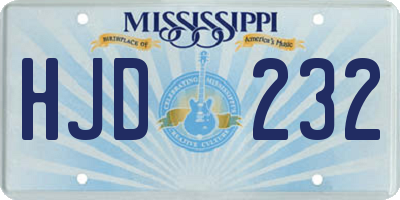 MS license plate HJD232