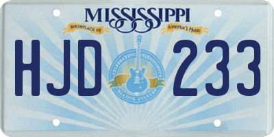 MS license plate HJD233