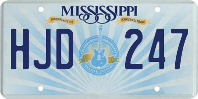 MS license plate HJD247