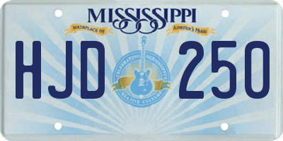 MS license plate HJD250