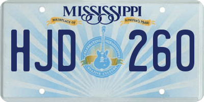 MS license plate HJD260