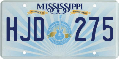 MS license plate HJD275
