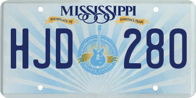 MS license plate HJD280