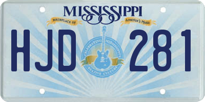 MS license plate HJD281