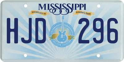 MS license plate HJD296